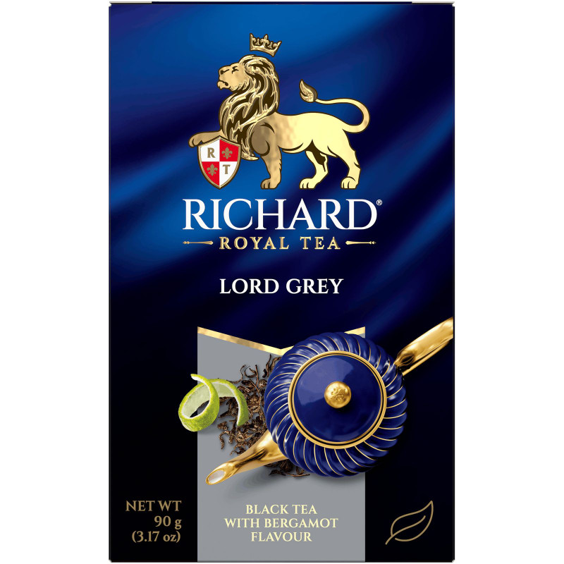 Изображение товара Чай Richard Lord Grey чёрный с ароматом бергамота и лимона листовой, 90г