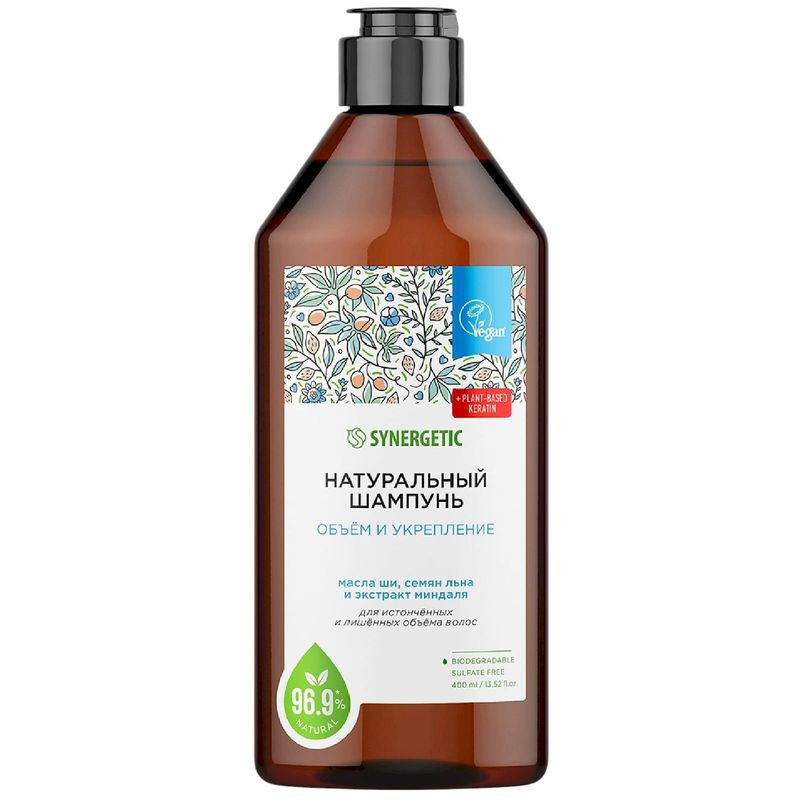 Изображение товара Шампунь Synergetic Объем и укрепление волос бессульфатный 400 мл