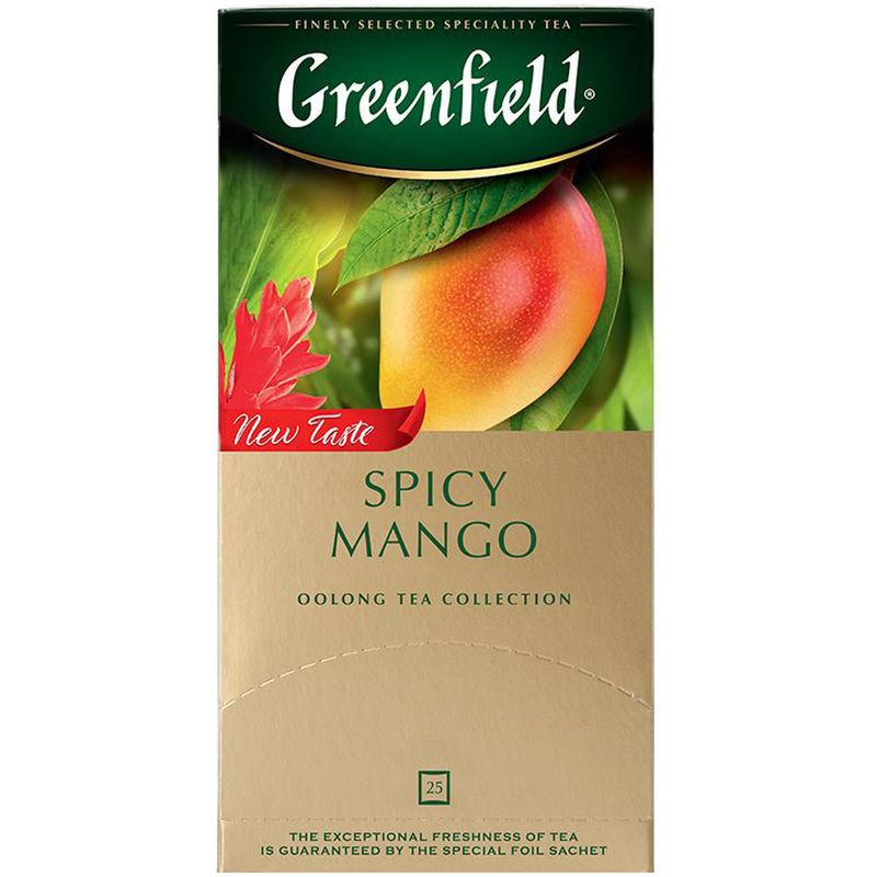 Изображение товара Зеленый чай Greenfield Spicy Mango с имбирем и манго в пакетиках 25x1.5г