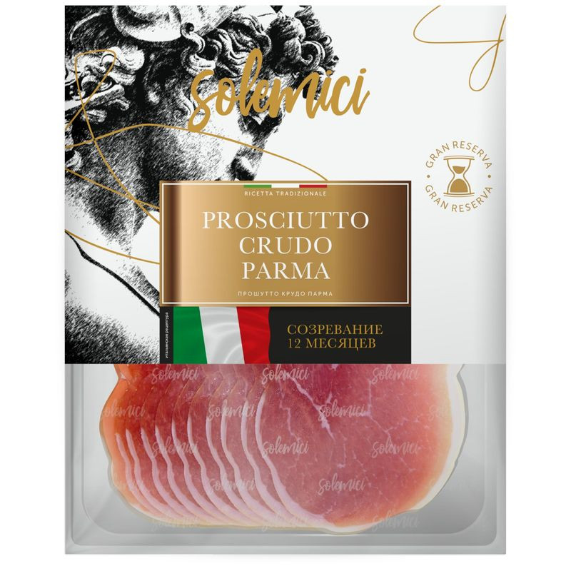 Изображение товара Прошутто Solemici Crudo Parma из свинины сыровяленый нарезка, 70г