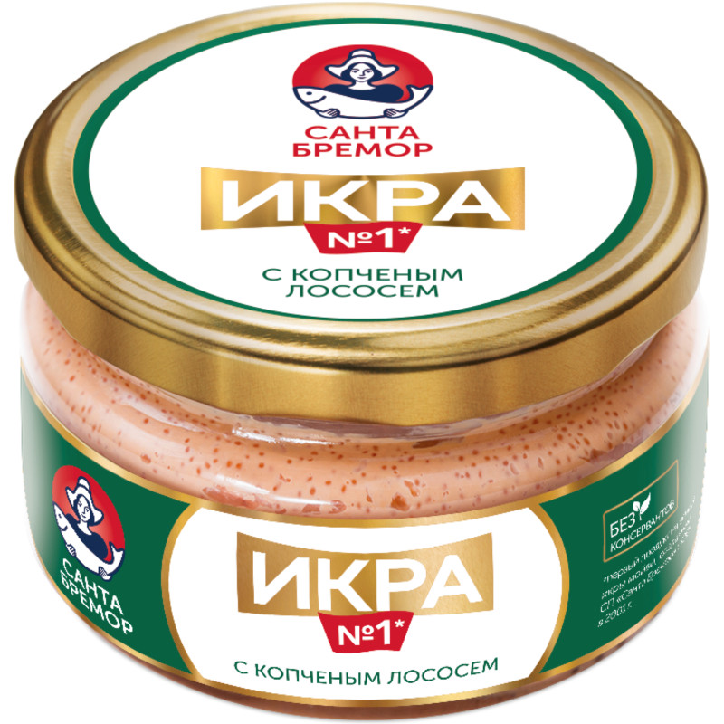 Изображение товара Икра мойвы Санта Бремор с копчёным лососем, 180г