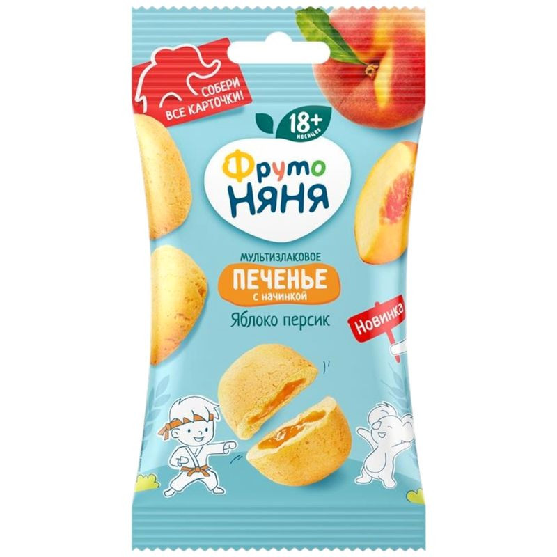 Изображение товара Печенье мультизлаковое яблоко-персик для детей 50г ФрутоНяня