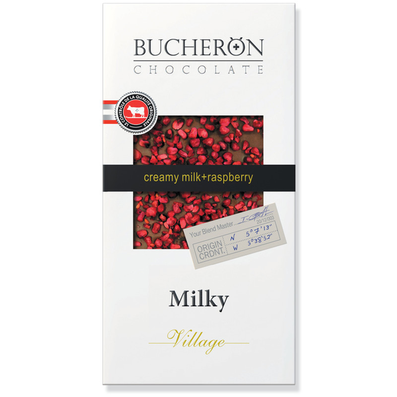 Изображение товара Шоколад Bucheron молочный 33% с кусочками малины, 100г