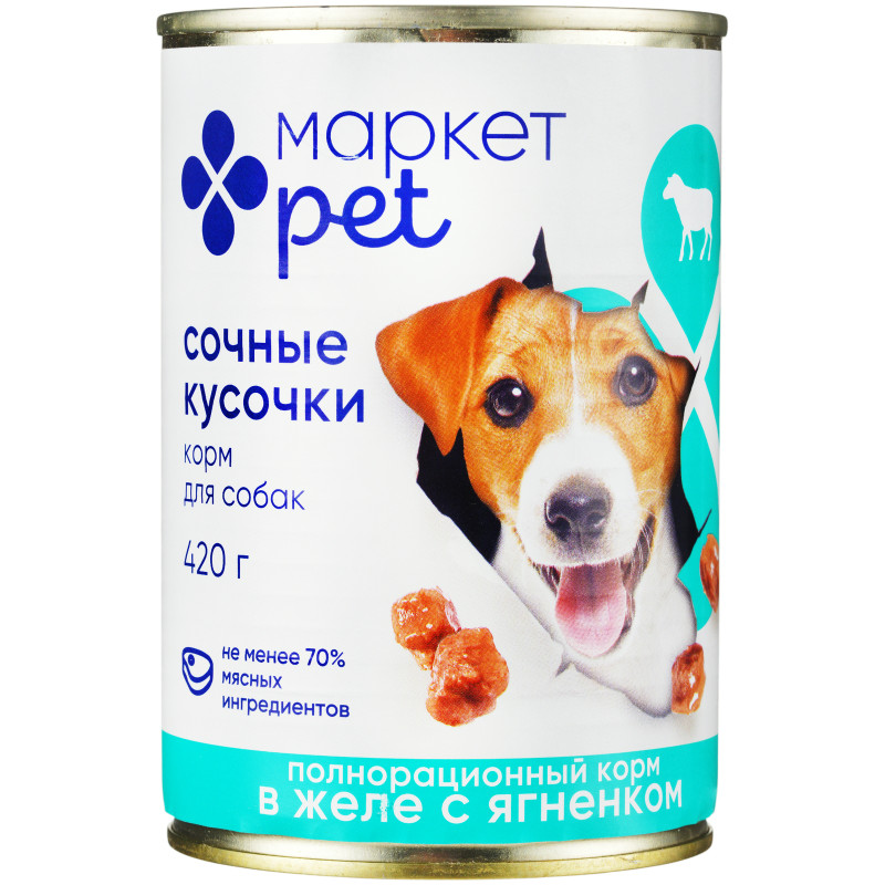 Изображение товара Корм для собак Сочные Кусочки с ягненком в желе Маркет Pet, 420г