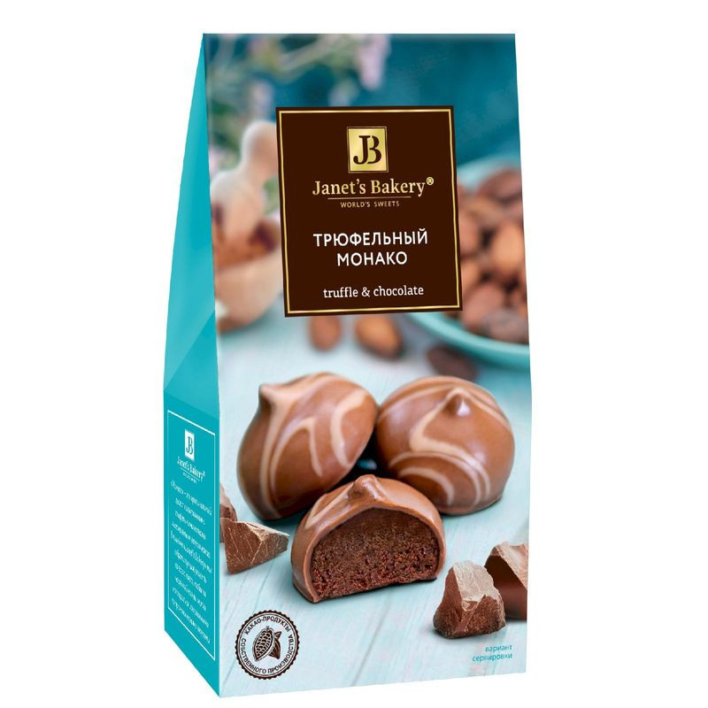 Изображение товара Десерт Janet's Bakery Монако трюфельный 108 г шоколадный сладкий десерт
