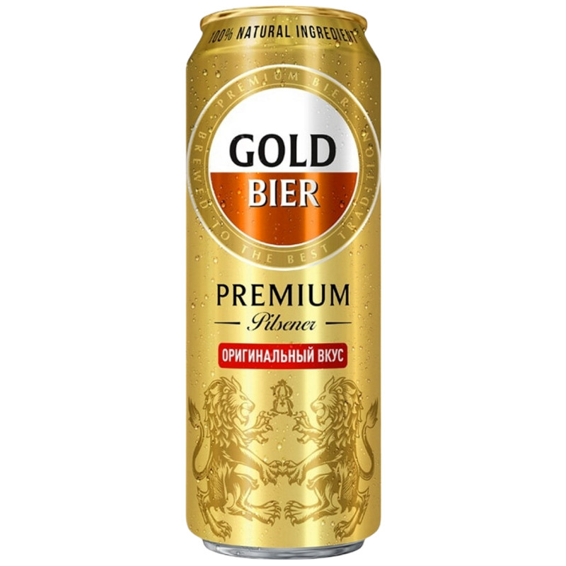 Изображение товара Пиво Gold Bier Premium светлое пастеризованное 4,8%, 430мл