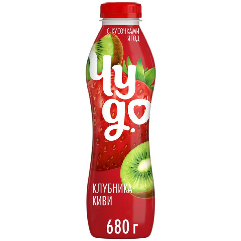 Изображение товара Йогурт питьевой Чудо Клубника-киви 1.9%, 680г