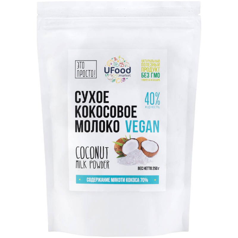 Изображение товара Кокосовое сухое молоко Ufood.Market жирность 40% 250 г