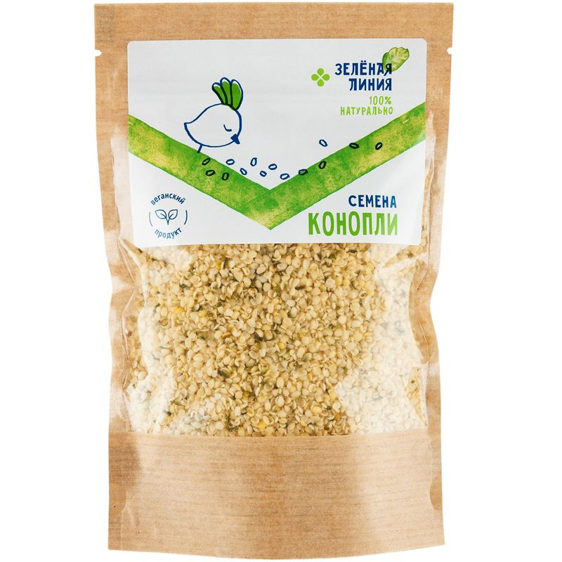Изображение товара Семена конопли очищенные Зелёная Линия 120г полезный натуральный продукт