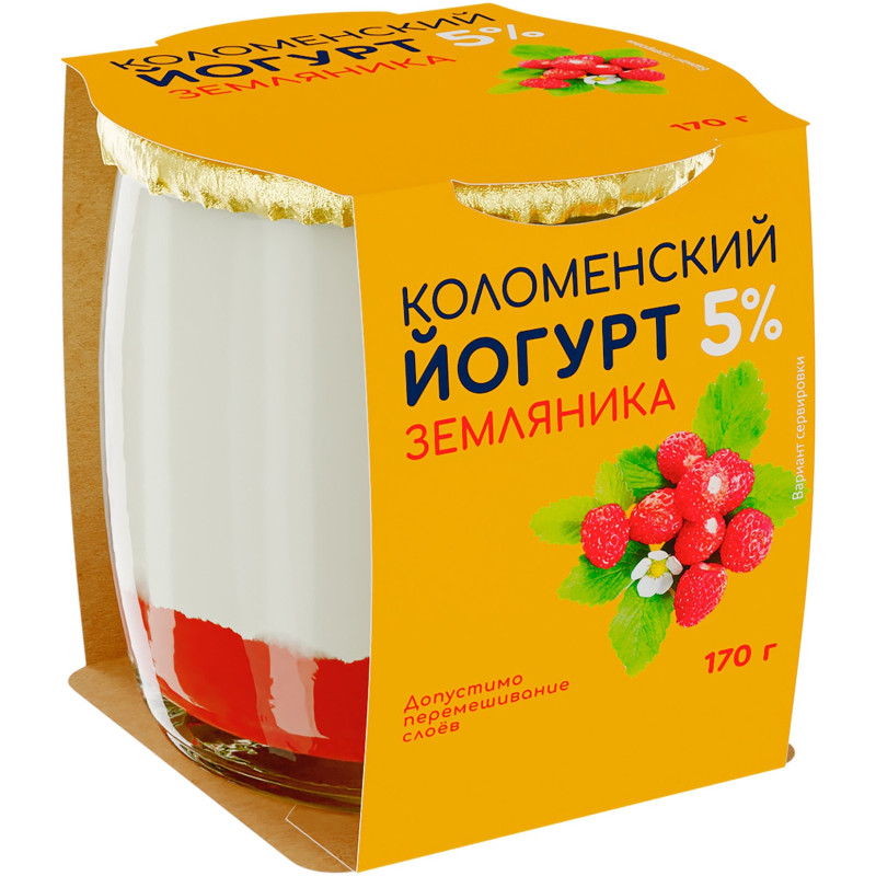 Изображение товара Йогурт Коломенский с мдж 5% Земляника, 170г