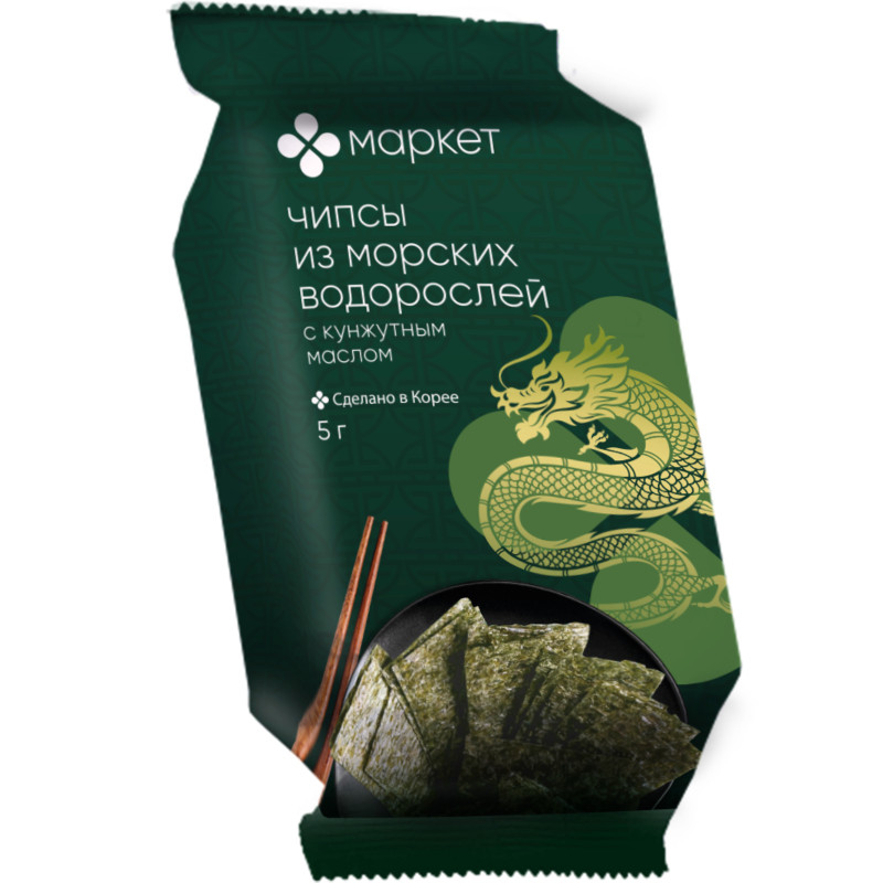 Изображение товара Чипсы из обжаренных морских водорослей нори с кунжутным маслом Маркет, 5г