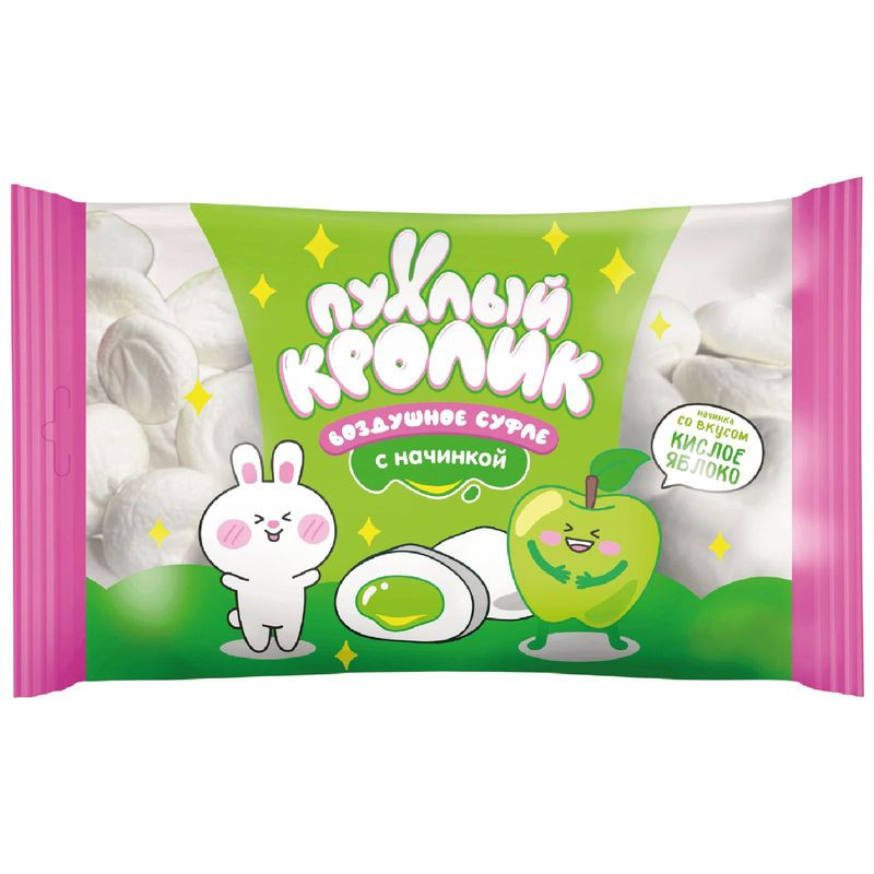 Изображение товара Суфле Пухлый Кролик воздушное с начинкой кислое яблоко 85г Россия