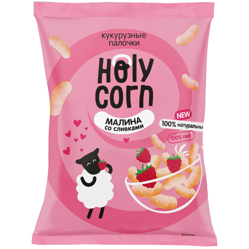 Изображение товара Кукурузные палочки Holy Corn Малина со сливками, 50 г