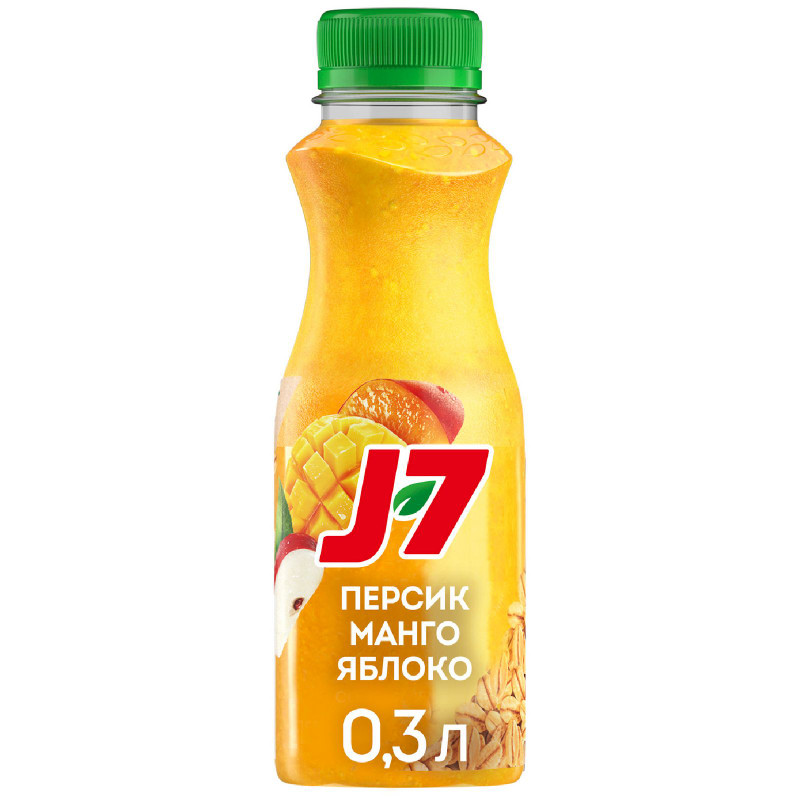 Изображение товара Смузи J7 Полезный завтрак Коктейль яблоко-персик-манго с овсяными хлопьями, 300мл