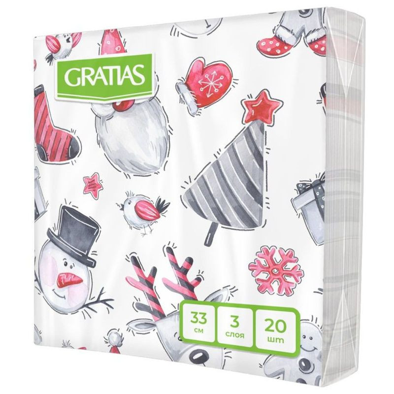 Изображение товара Салфетки Gratias Подарки 3сл 33х33см, 20л