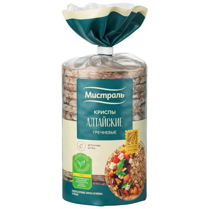 Изображение товара Гречневые хлебцы Мистраль Алтайские 150г — полезная закуска из гречневой крупы