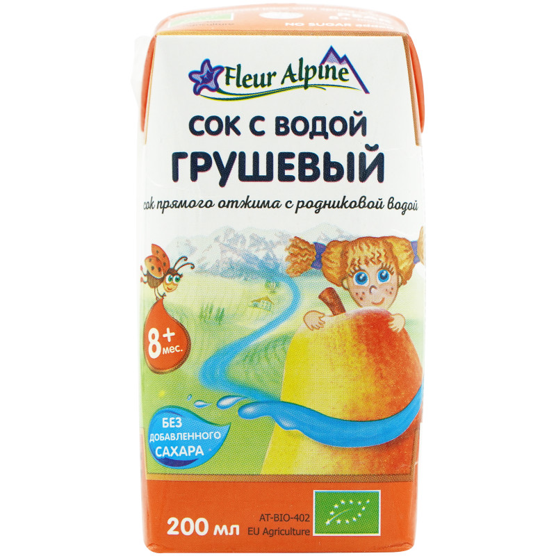 Изображение товара Сок прямого отжима с природной родниковой водой Fleur Alpine Грушевый, с 8 месяцев, 200мл