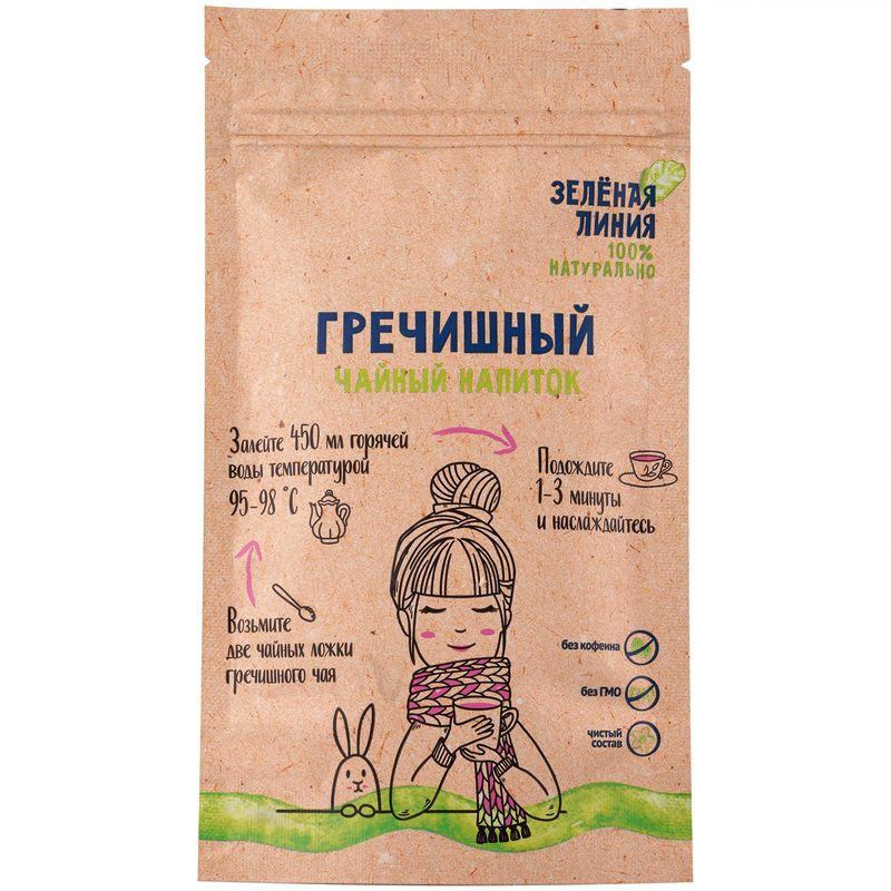 Изображение товара Натуральный гречишный чай Зелёная Линия 100г травяной с гречихой