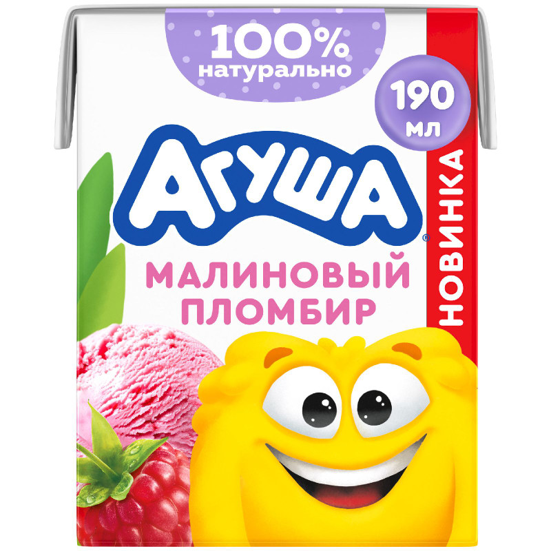 Изображение товара Молочный коктейль Агуша Малиновый Пломбир 2%, 190мл