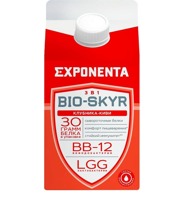 Изображение товара Кисломолочный напиток Exponenta Bio-Skyr клубника киви обезжиренный 500г
