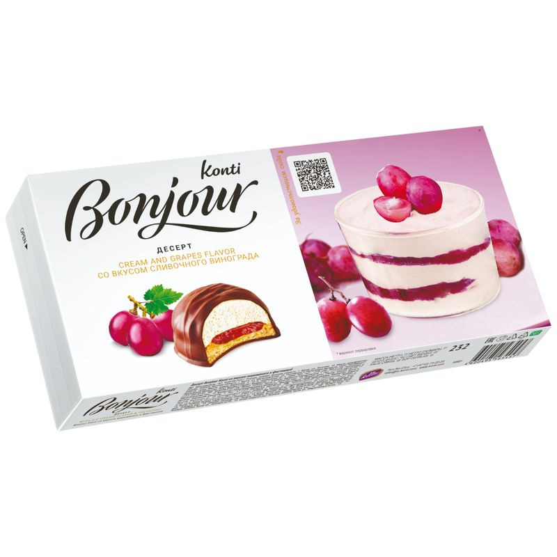 Изображение товара Десерт сливочно-виноградный Bonjour 232г вкусное лакомство Россия