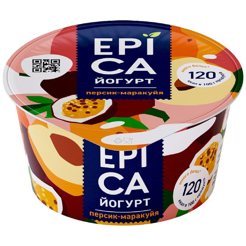 Изображение товара Йогурт Epica с персиком и маракуйей 4.8% 130 г
