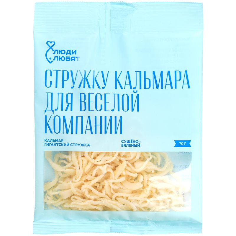 Изображение товара Кальмар гигантский сушено-вяленый Люди Любят 70г натуральный продукт
