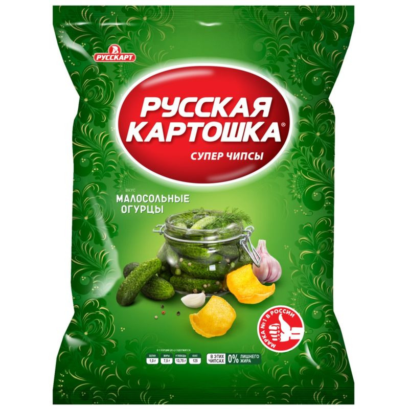 Изображение товара Картофельные чипсы Русская Картошка со вкусом малосольных огурцов 105г