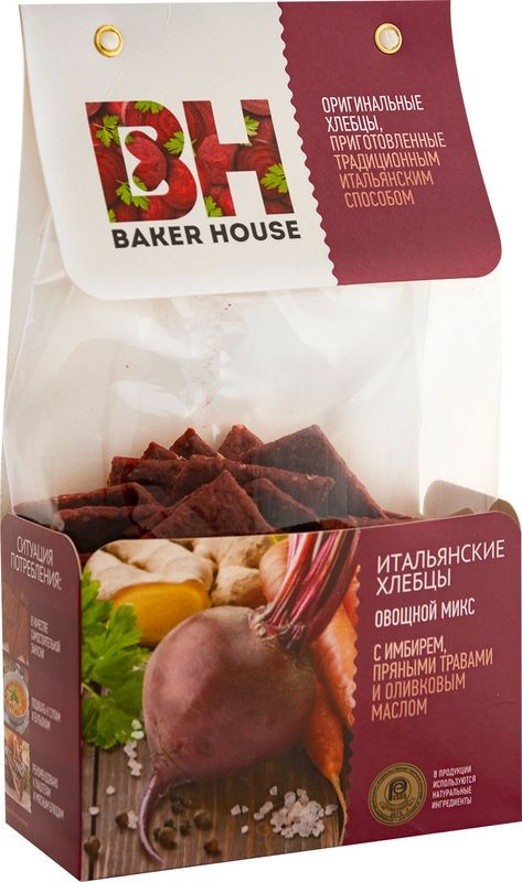 Изображение товара Хлебцы Baker House Итальянские овощной микс 250г натуральный продукт
