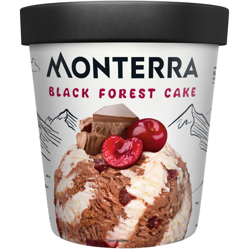 Изображение товара Мороженое Monterra Black Forest Cake двухслойное шоколадное с вишней 300 г