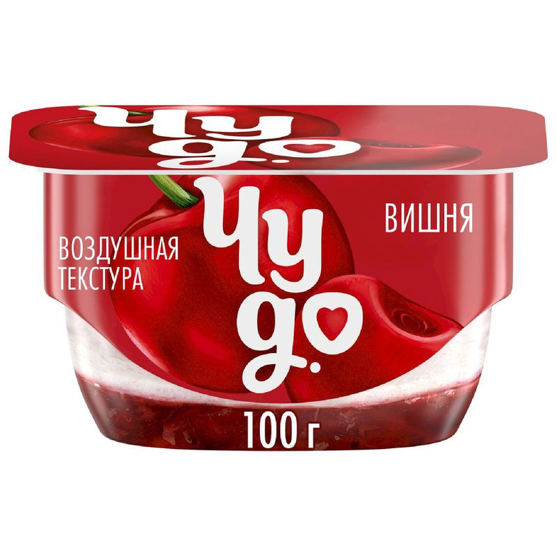 Изображение товара Двухслойный творожок Чудо Вишня 4.2% 100г с натуральными ингредиентами