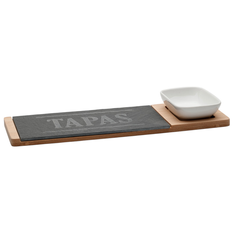 Изображение товара Набор Apollo Tapas для сервировки из бамбука, фарфора и сланца 20х10 см