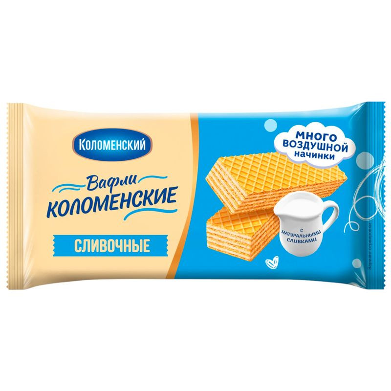 Изображение товара Вафли Коломенское Сливочные Традиционные 200г натуральный вкус и аромат