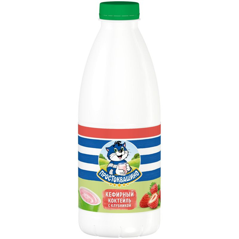 Изображение товара Коктейль Простоквашино кефирный обогащённый клубника 900г