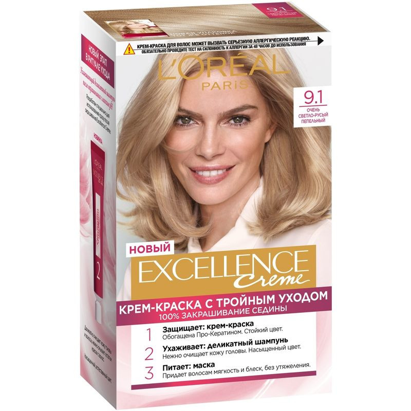 Изображение товара Крем-краска для волос Loreal Paris Excellence Creme светло-русый 9.1