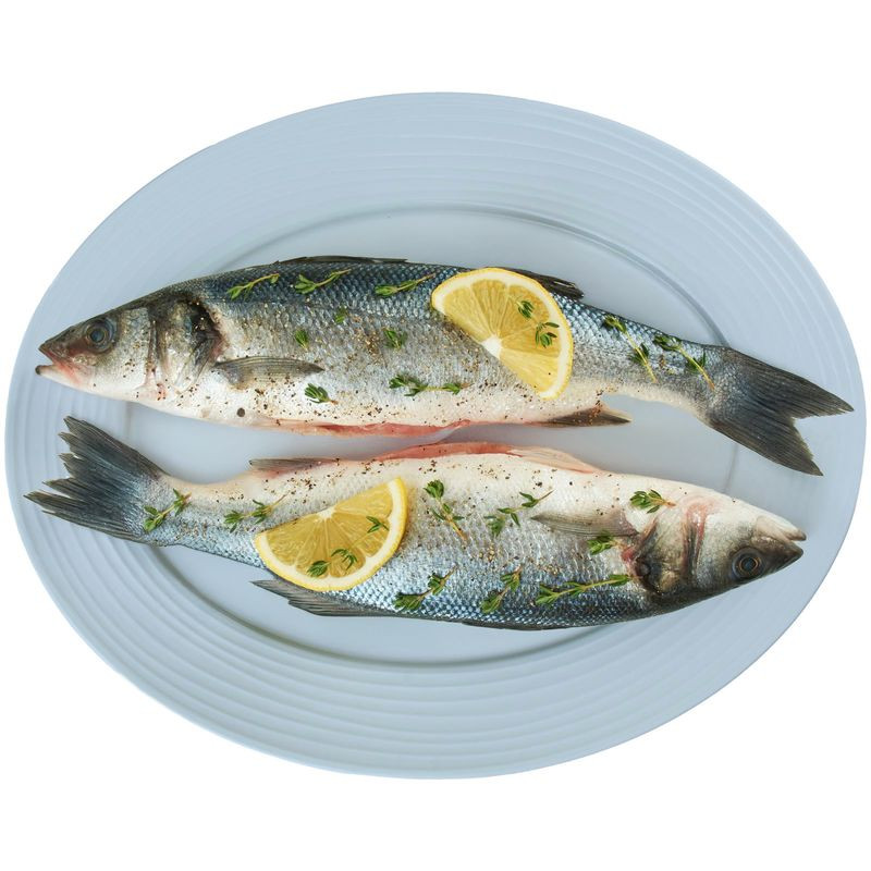 Изображение товара Сибас тушка потрошёная с головой с пряностями 1 кг