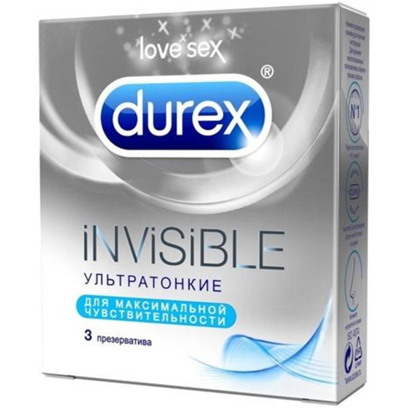 Изображение товара Durex Invisible ультратонкие презервативы 3шт — максимальный комфорт