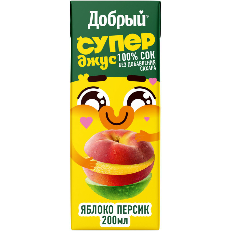 Изображение товара Сок Добрый Active Kid яблоко-персик, 200мл