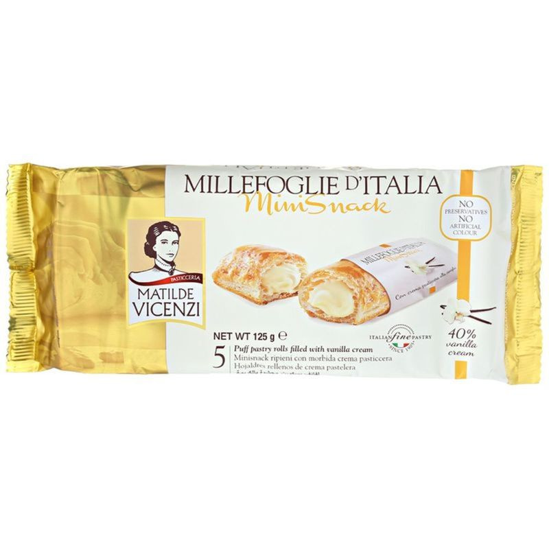 Изображение товара Трубочки Vicenzi Millefoglie Bocconcin мини с заварным кремом 125 г Италия
