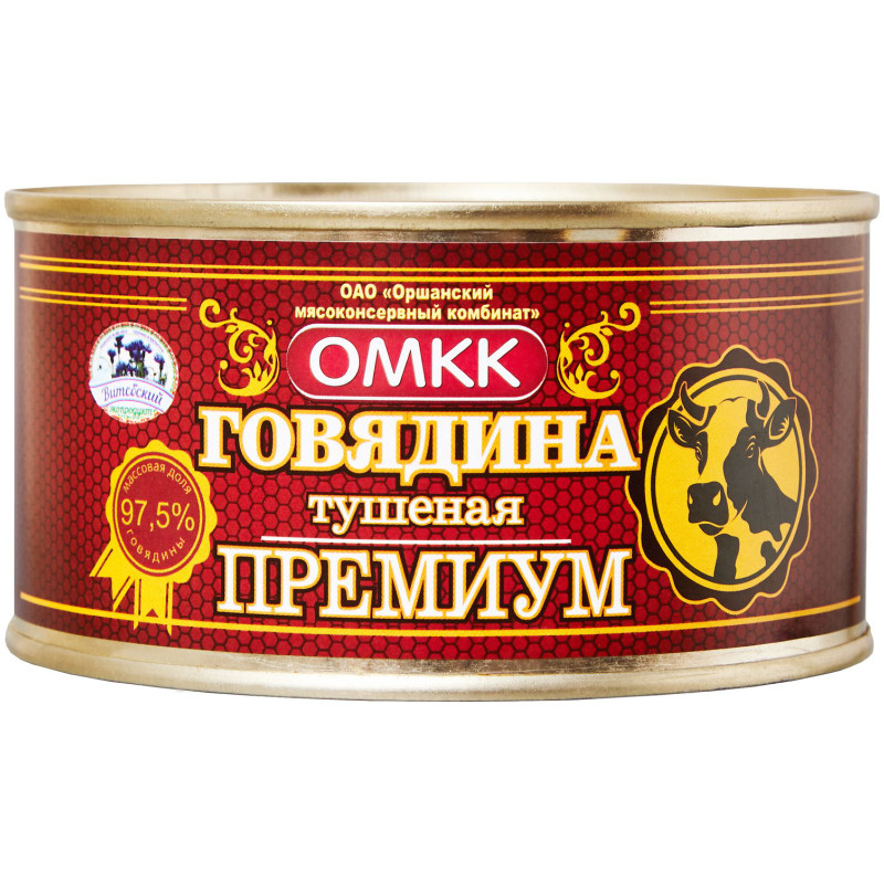 Изображение товара Говядина ОМКК Премиум тушёная кусковая стерилизованная, 325г