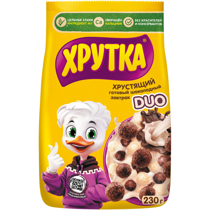 Изображение товара Готовый шоколадный завтрак Хрутка DUO обогащённый кальцием, 230г