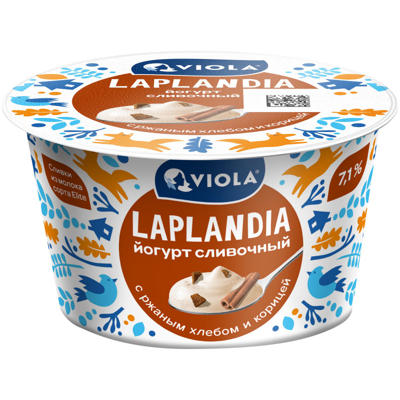 Изображение товара Йогурт сливочный Viola Laplandia с ржаным хлебом и корицей 7.1%, 180г
