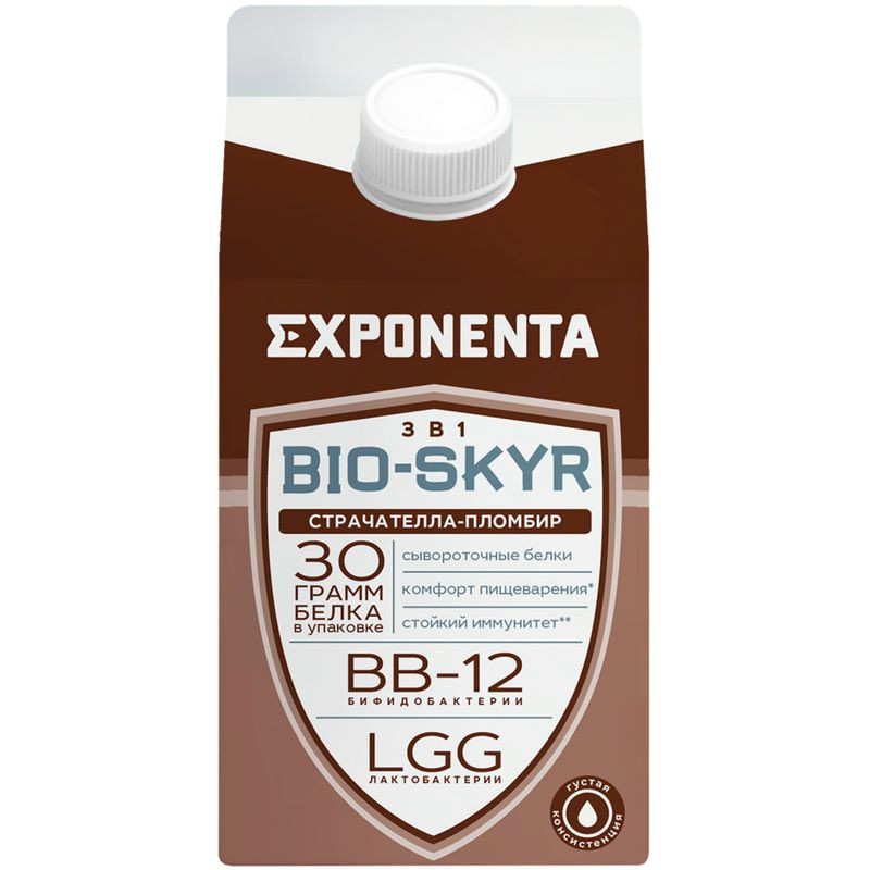 Изображение товара Напиток Exponenta bio-skyr 3в1 со вкусом страчателла пломбир обезжиренный 500 г