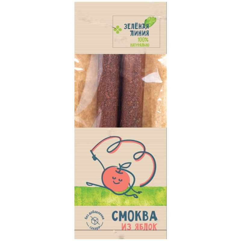 Изображение товара Смоква из яблок Зелёная Линия 80г натуральный яблочный продукт