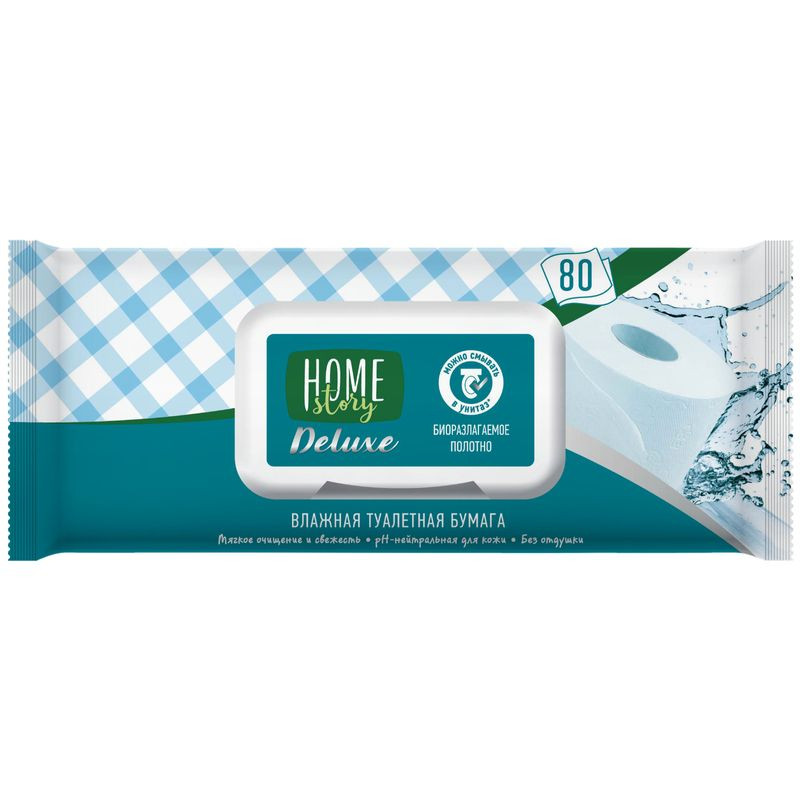 Изображение товара Влажная туалетная бумага Home Story Deluxe, 80 штук