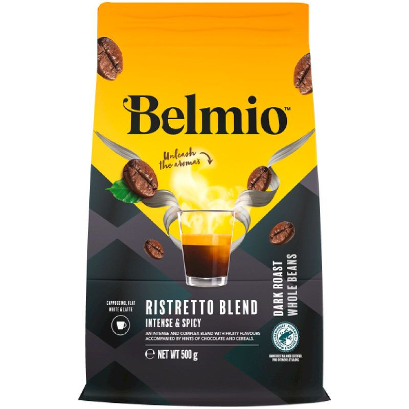 Изображение товара Кофе Belmio Ristretto Blend в зернах 500г с темной обжаркой и интенсивностью 12