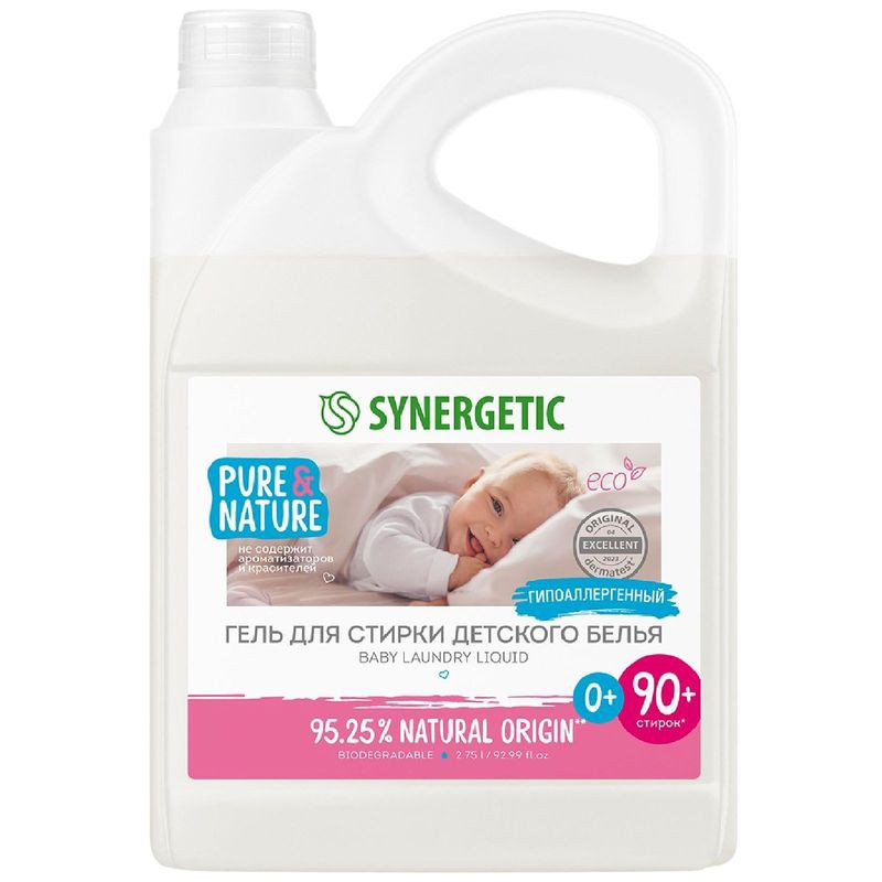 Изображение товара Synergetic биоразлагаемый гель для стирки детского белья 2.75л