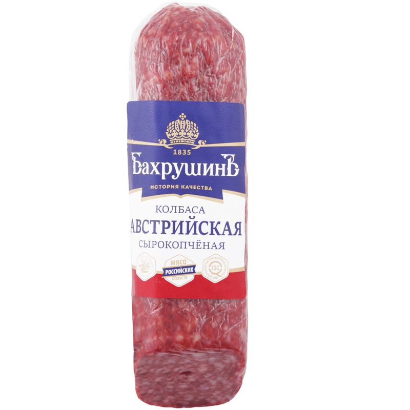 Изображение товара Колбаса сырокопченая Бахрушинъ Австрийская из курицы натуральная 120 дней хранения