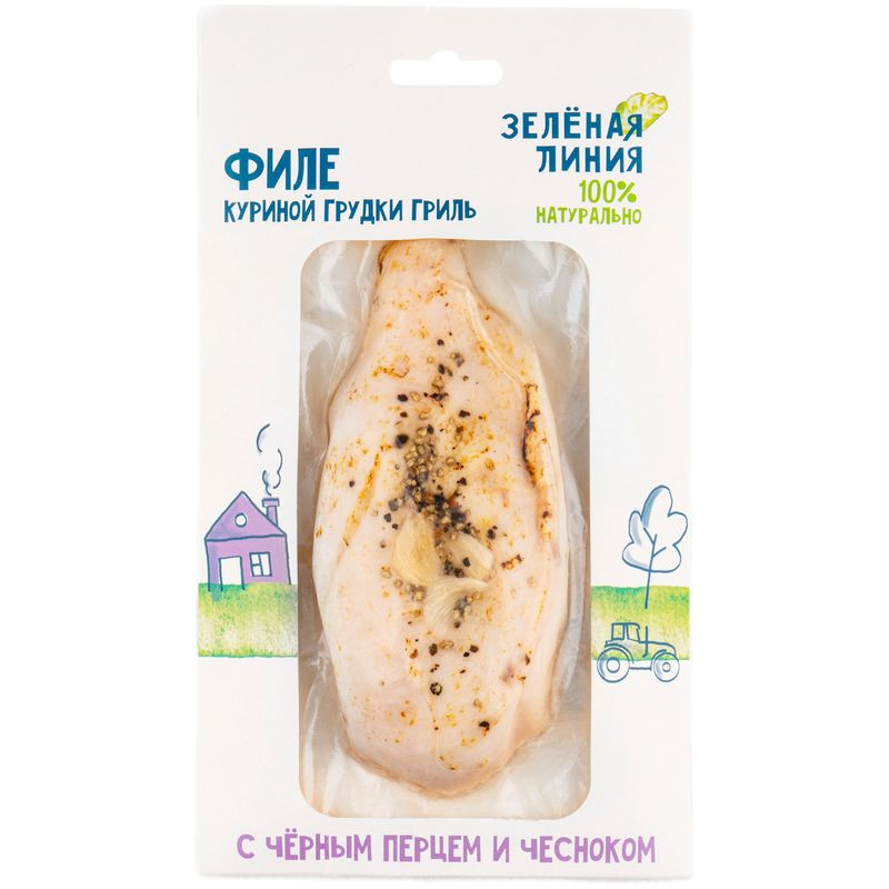 Изображение товара Филе куриной грудки гриль с черным перцем и чесноком Зелёная Линия 182г