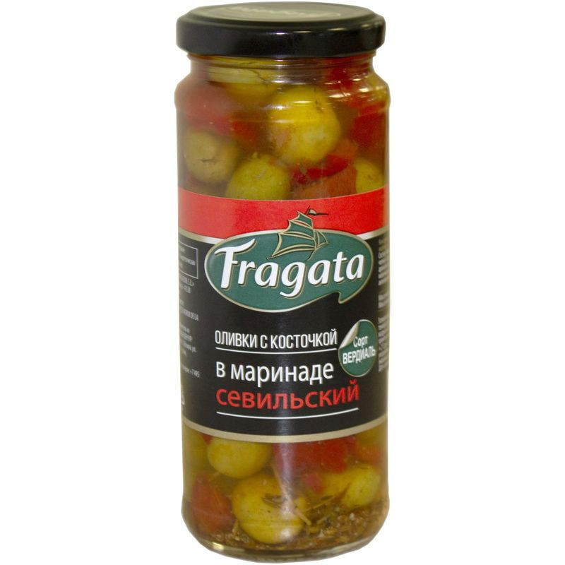 Изображение товара Оливки Fragata Севильский в маринаде с косточкой 340г
